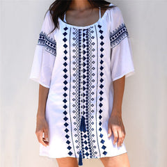 Print Tunic Beach dress Saida de Praia Cotton Beach Cover up