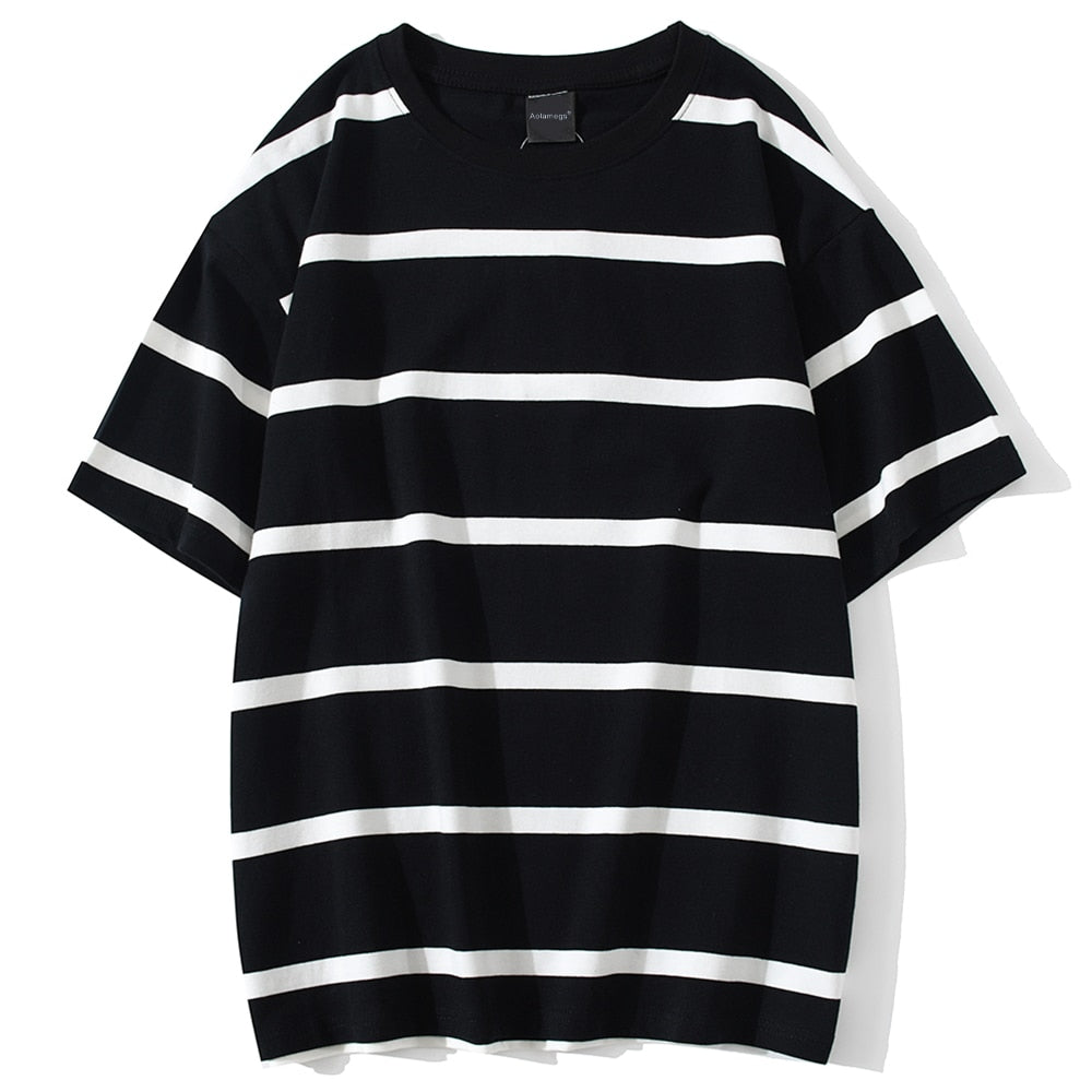 Men T Shirt Color Block Print Tee Shirts Simple Tops