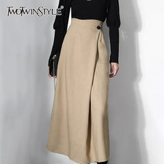 Casual Solid Irregular Skirt High Waist Loose Asymmetrical