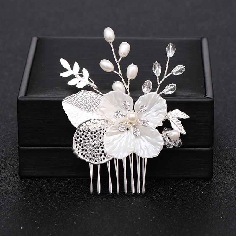 Silver Color Pearl Crystal Wedding Hair Combs Hair Accessories