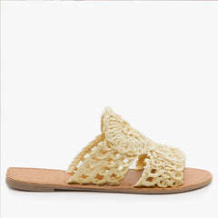 Summer Crochet Sandals Women knitted Flower Slides