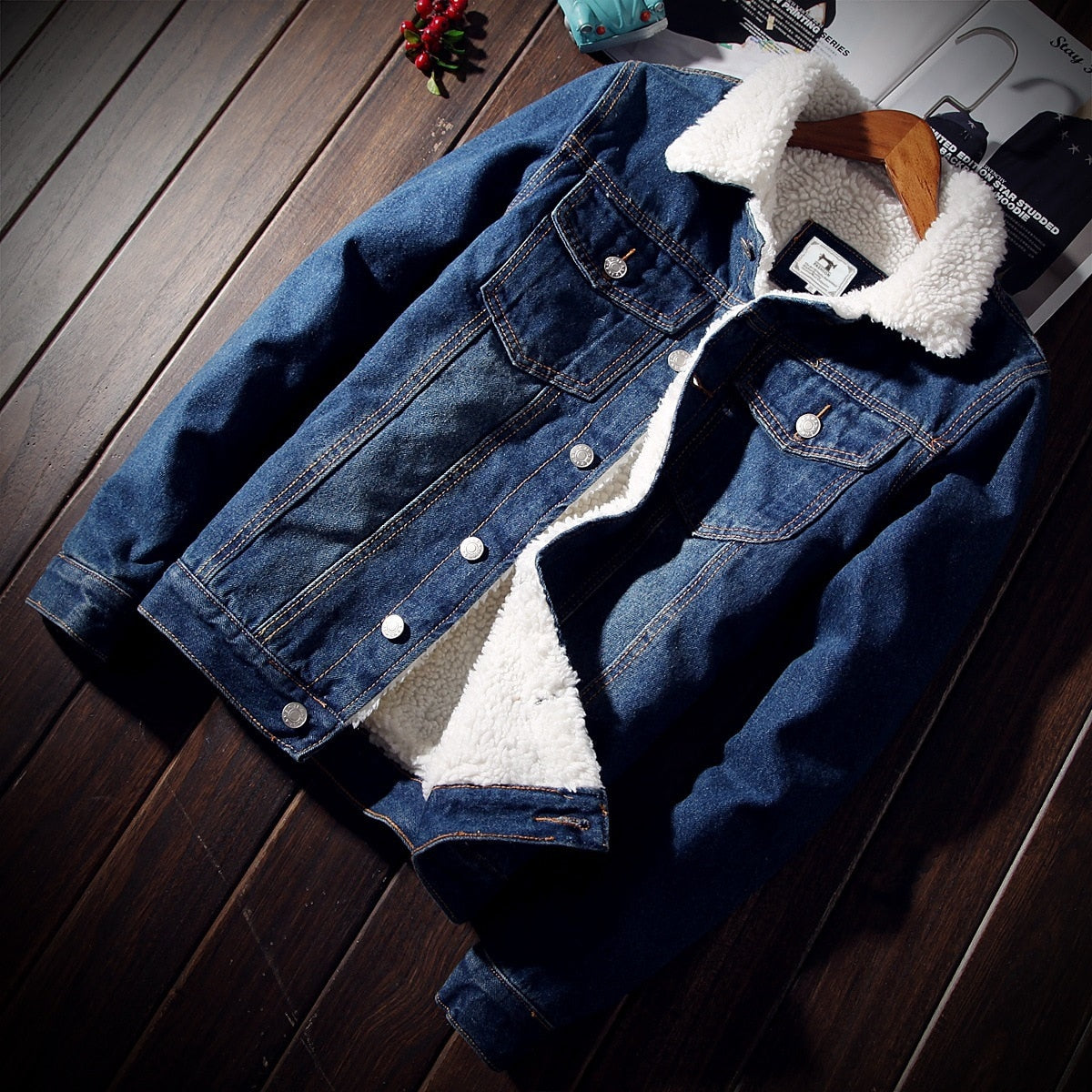 Warm Fleece Thick Denim Jacket Winter Jean Jacket Coat Outwear Cowboy