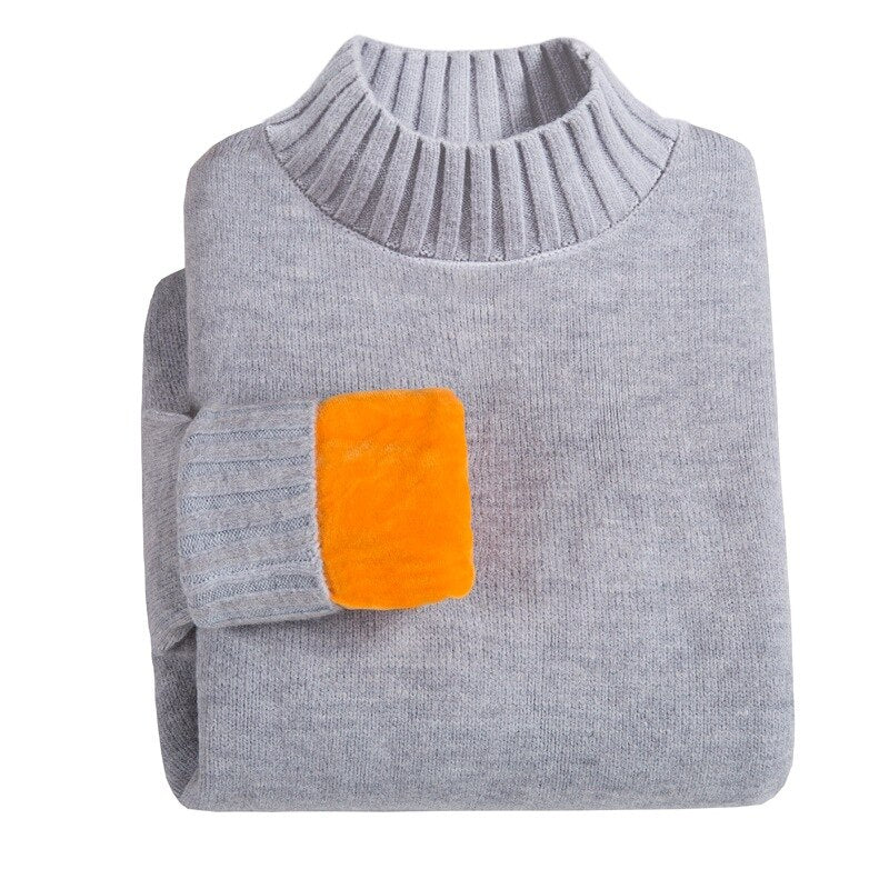 Super Warm Sweater Turtleneck Slim Soft Fleece Pullover Knitted Sweater Men