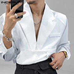 Men Casual Shirt Lapel Button Long Sleeve Tops Streetwear Loose Leisure