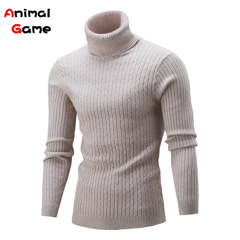 Turtleneck Sweater Men Rollneck Warm Knitted Keep Warm Jumper Woolen