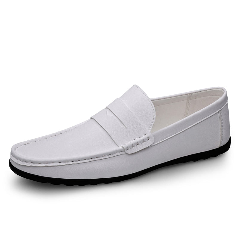 Casual Men Loafer Shoes White Black Slip-On Big Size