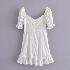 Vintage Hollow Out Square Collar Bohemian Mini Dress