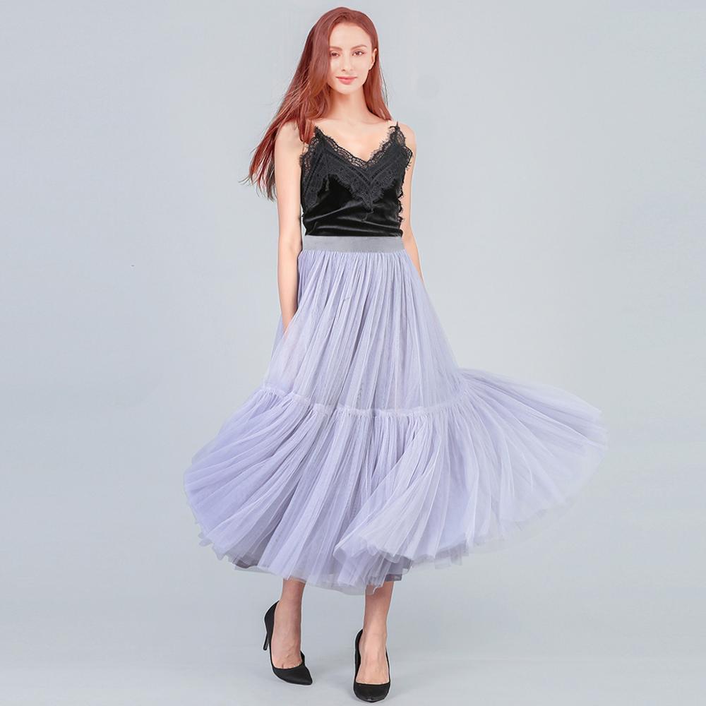 90 cm Luxury Soft Tulle Skirt Hand-made Maxi Long Pleated Skirts