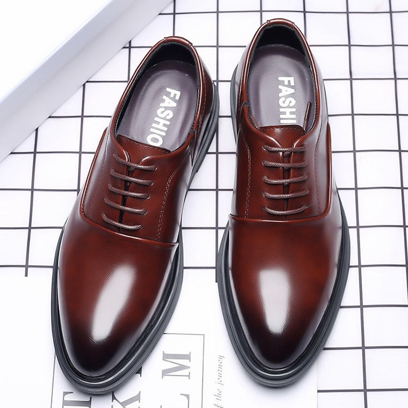 Men Dress Shoes Lace-up Casual Business Shoes Pointed Toe Formal