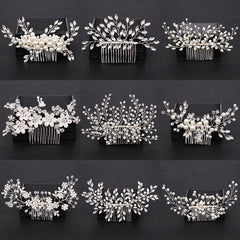 Silver Color Pearl Crystal Wedding Hair Combs Hair Accessories