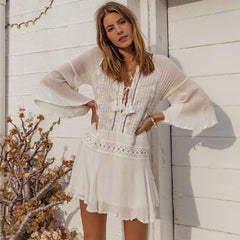 Women Beach Wear Cover-ups White Chiffon Tunic Bikini Wrap