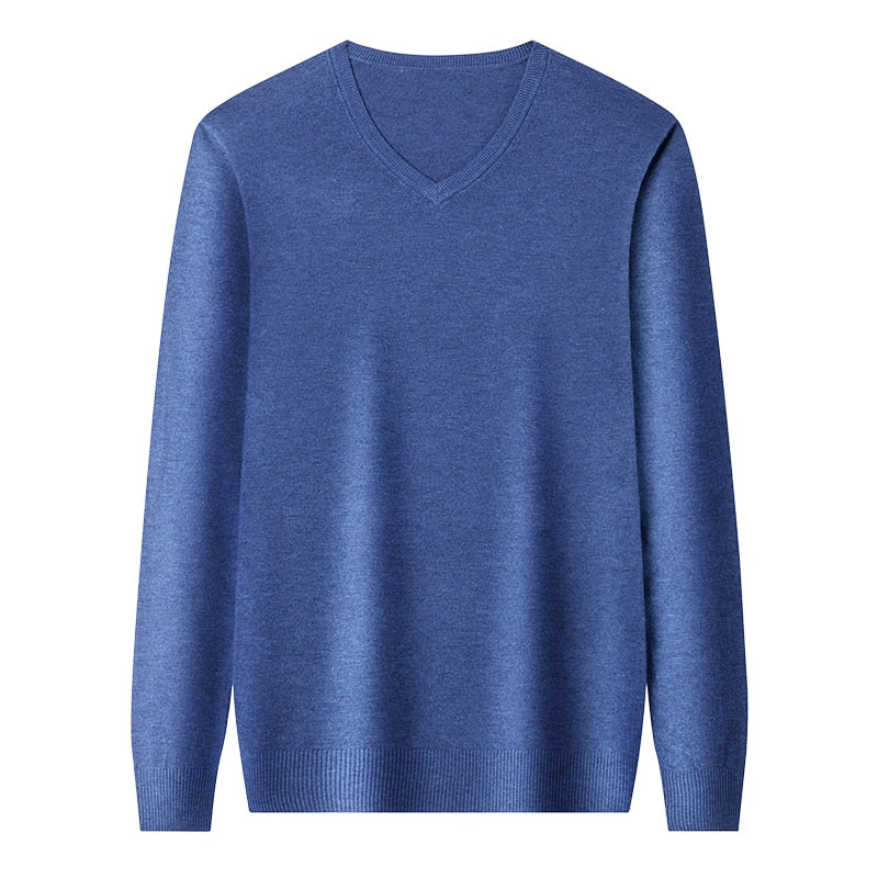 Men Woolen Sweaters Classic Business Pullover V-neck Sweater Bottoming Shirt