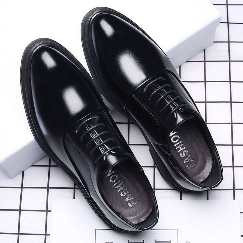 Men Dress Shoes Lace-up Casual Business Shoes Pointed Toe Formal