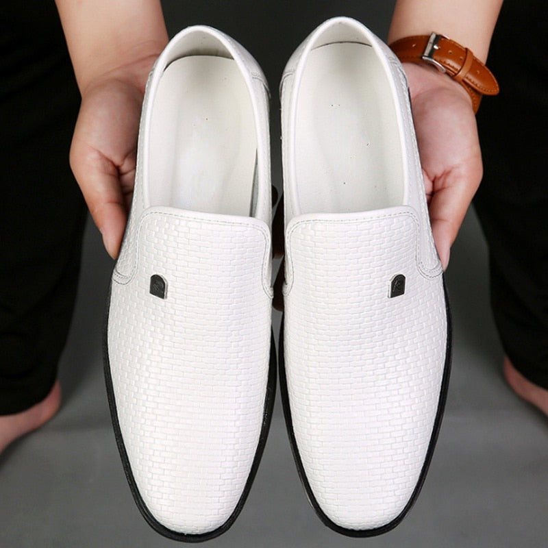 Men Loafers Shoes Hollow Breathable Casual Shoes Slip on Formal Dress Shoes