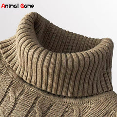 Turtleneck Sweater Men Rollneck Warm Knitted Keep Warm Jumper Woolen