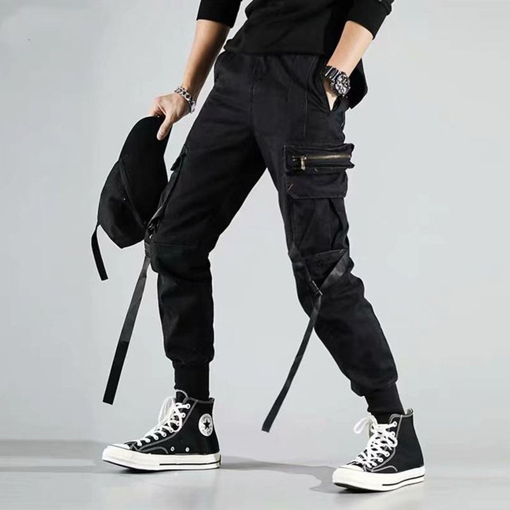 Joggers Cargo Pants Men Hip Hop Hit Color Pocket Trousers Pants