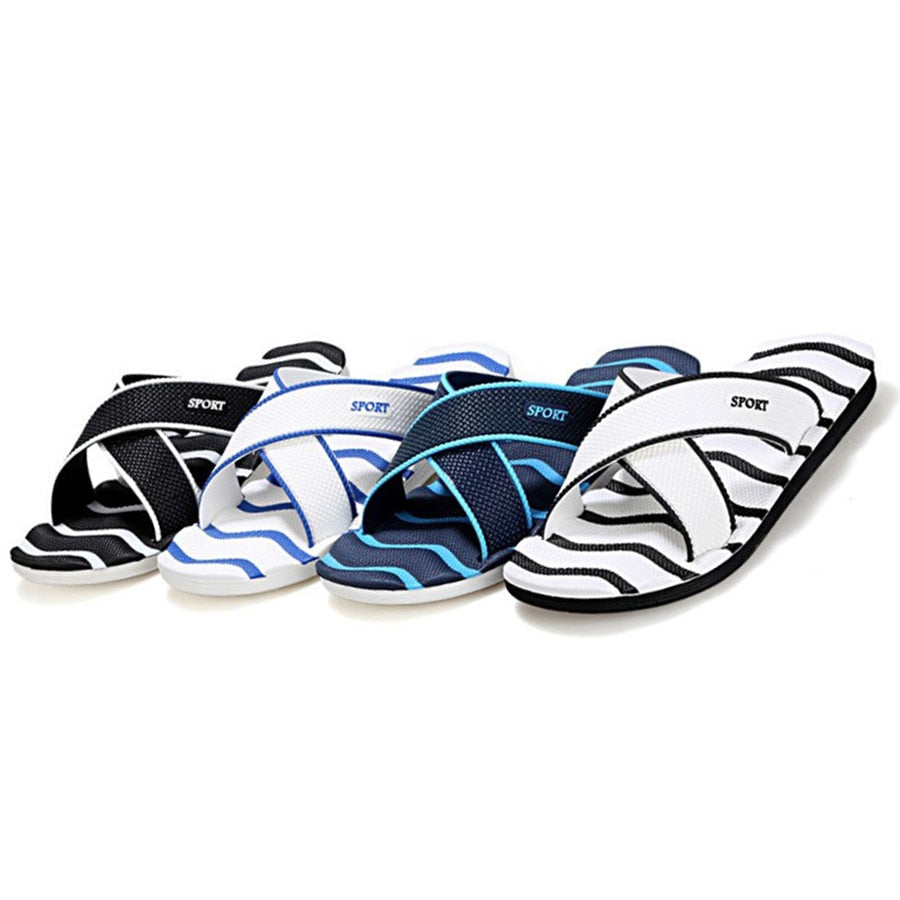 Beach Men Slippers Outdoor Wave Stripe Slippers Comfortable and Soft