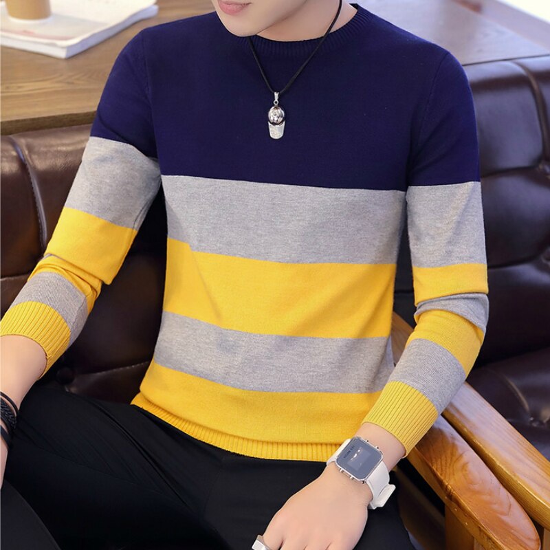 men sweater Slim youth striped sweater