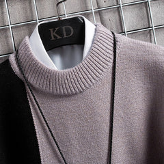 Warm Sweater Semi-Turltle Neck Sweater Slim Fit Sweaters Tops Knitted Men