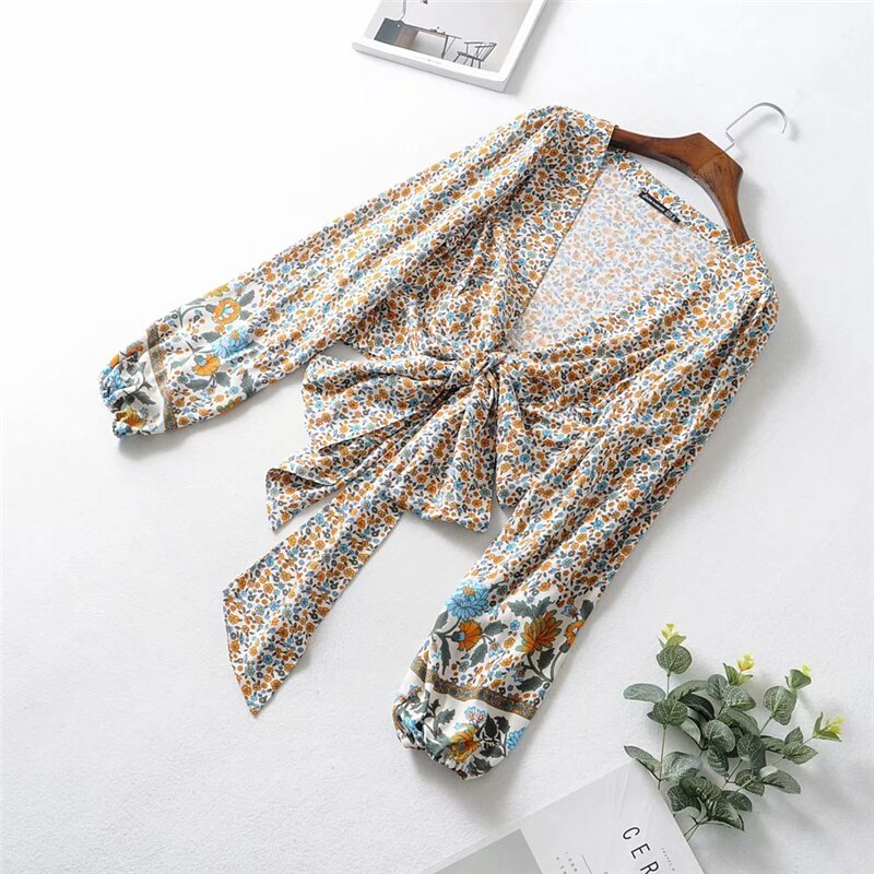 Women  Floral Print Rayon Bohemian Blouses Shirt Ladies