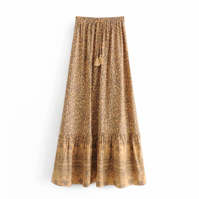 High Waist Vintage Women Floral Print Long Skirt