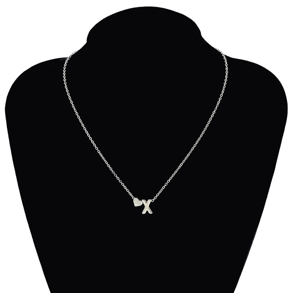 Fashion Tiny Heart Dainty Initial Letter Name Choker Necklace