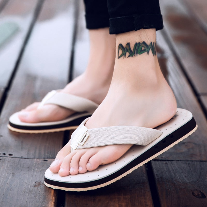 Men Slippers Massage Non-Slip Flip Flops Breathable Thick-Soled Toe Sandals