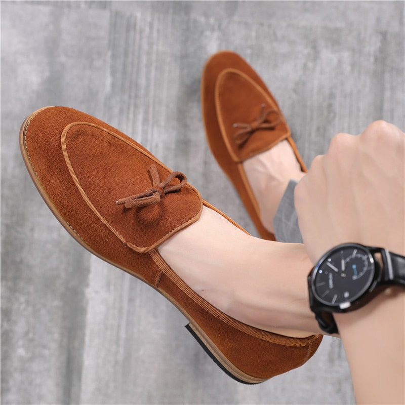 Semi-formal Cow Men Shoes Slip-on Dress Shoes Pointy Flats Loafers