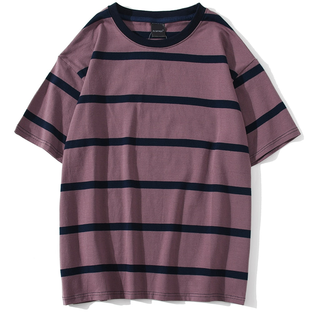 Men T Shirt Color Block Print Tee Shirts Simple Tops