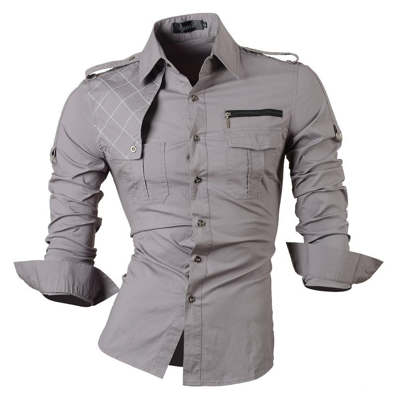 Men Casual Dress Shirts Fashion Stylish Long Sleeve