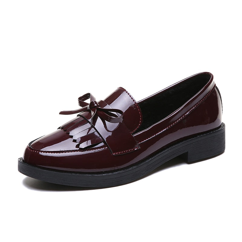 Spring Flats Women Shoes Bowtie Loafers Patent Leather Women