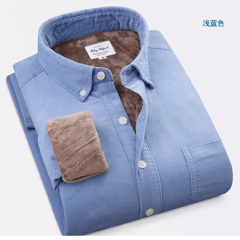 Men Warm Winter Shirt Thick Fleece Lining Thermal Shirt Long Sleeve Bottoming Shirts