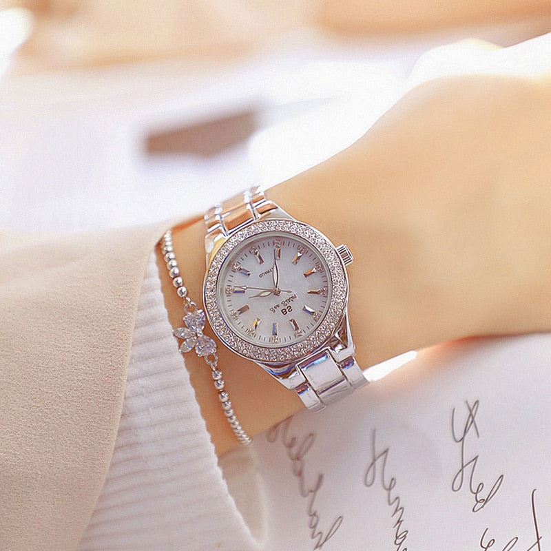 Ladies Wrist Watches Dress Gold Watch Crystal Diamond Watches Stainless Steel