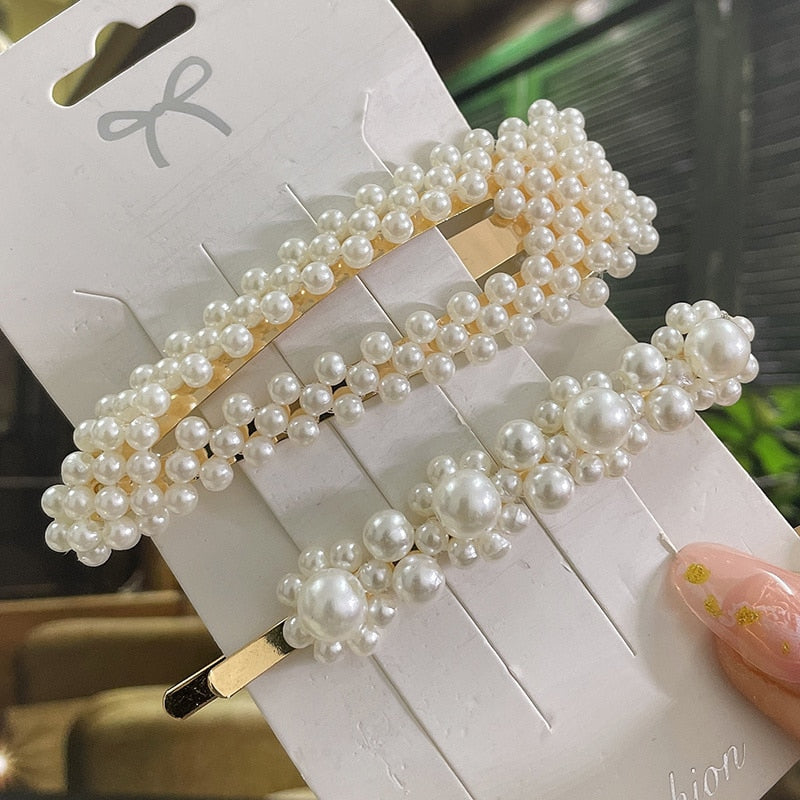 Simulated Pearl Hair Clips For Women