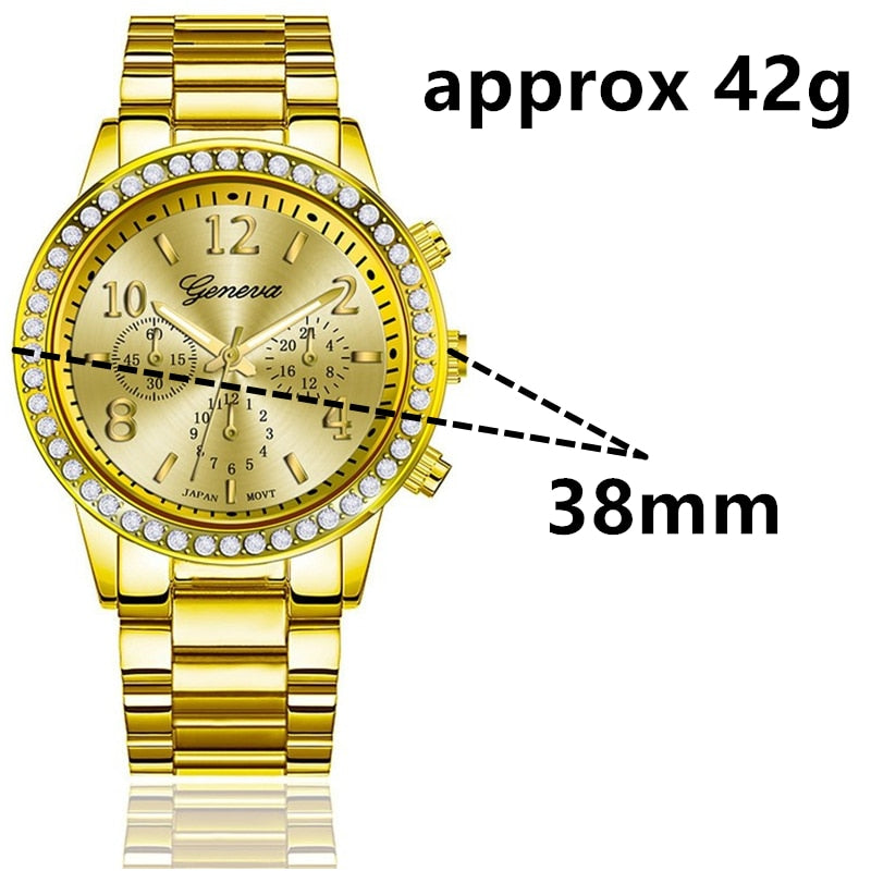 Rhinestone Rose Gold Watch Women Top Ladies Casual Quartz Watch