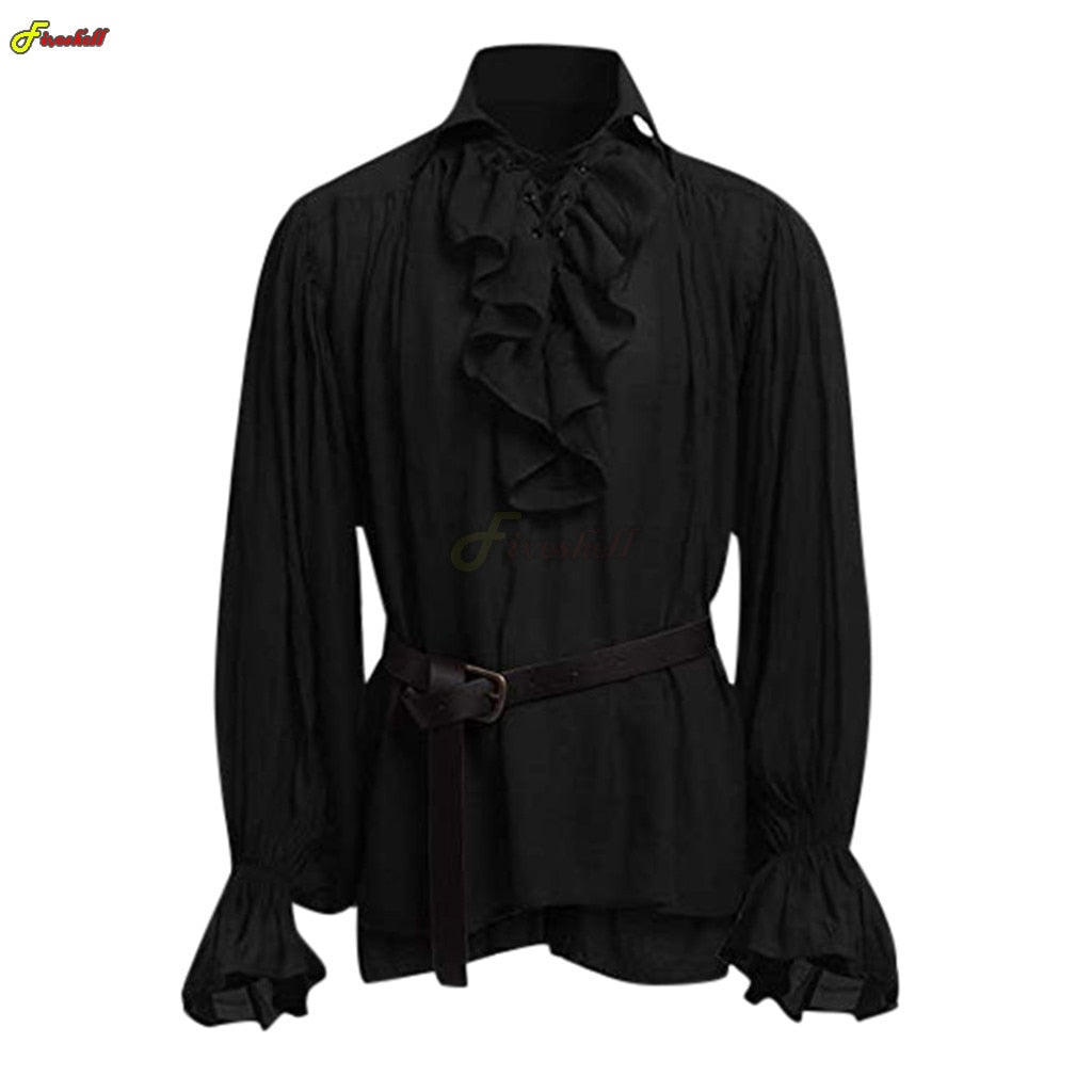 Autumn Casual Shirts Steampunk Long Sleeve Ruffled Shirt Gothic Blouse Tops