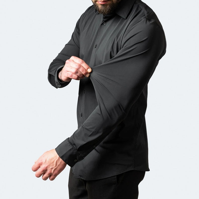 elastic force non-iron men long-sleeved business casual shirt