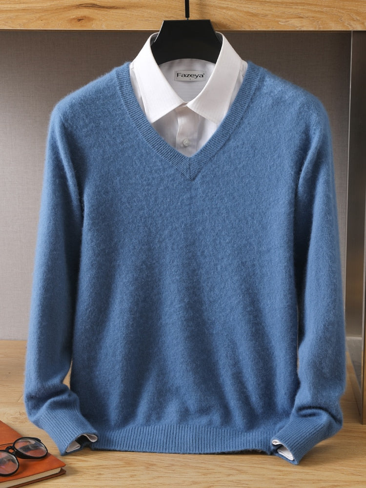 Men's Sweater V-Neck Pullovers Knit Sweater Tops Long Sleeve High-End Jumpers