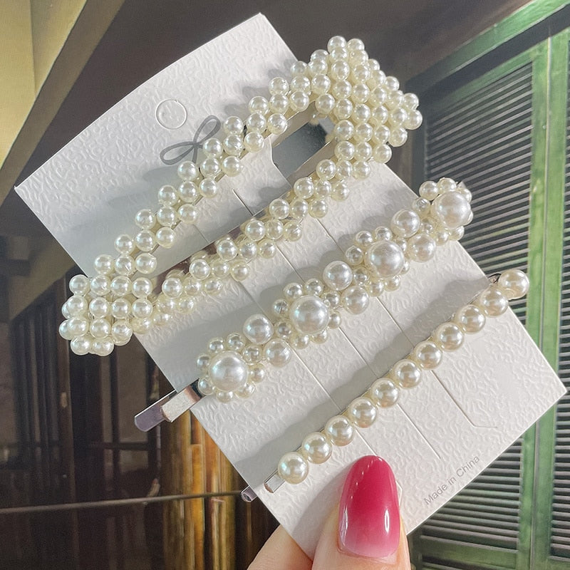 Simulated Pearl Hair Clips For Women