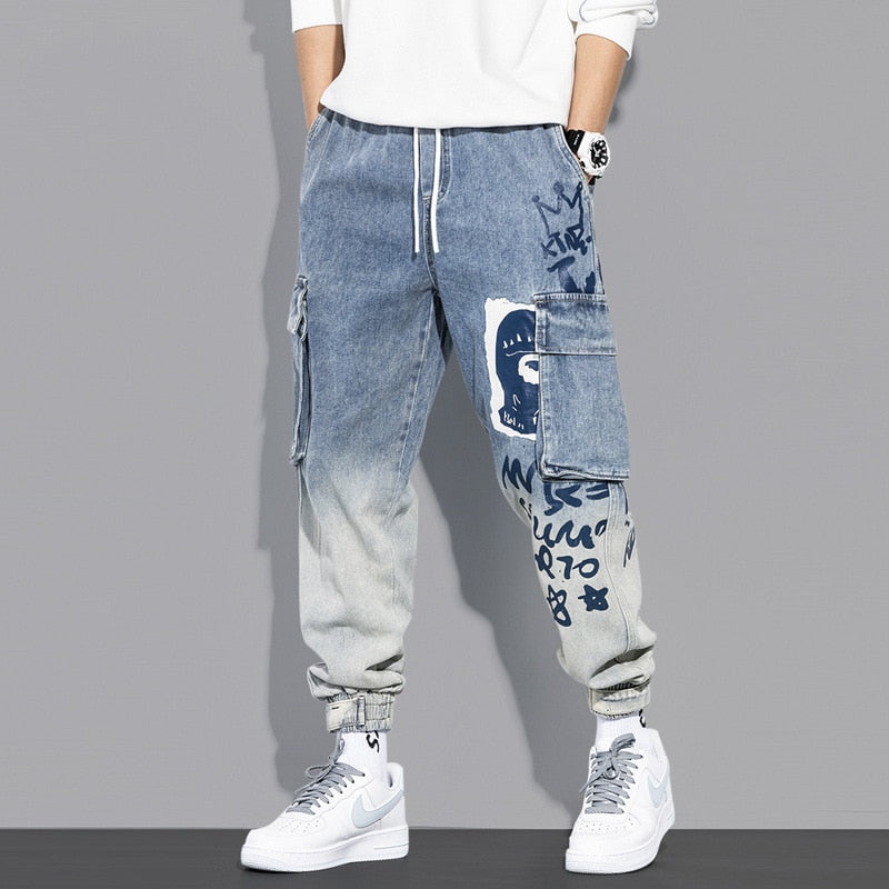 Hip Hop Pants Men's jeans Cargo Pants Elastic Harun pants Joggers Pants