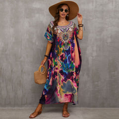 Bohemian Printed Loose Kaftan Casual Summer Vacation Maxi Dress