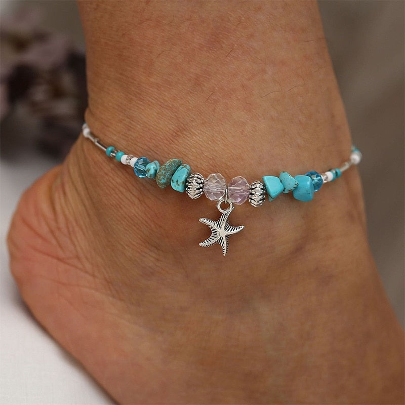 Shell Pendant Ankle Bracelet Faux Pearl Leg Anklets