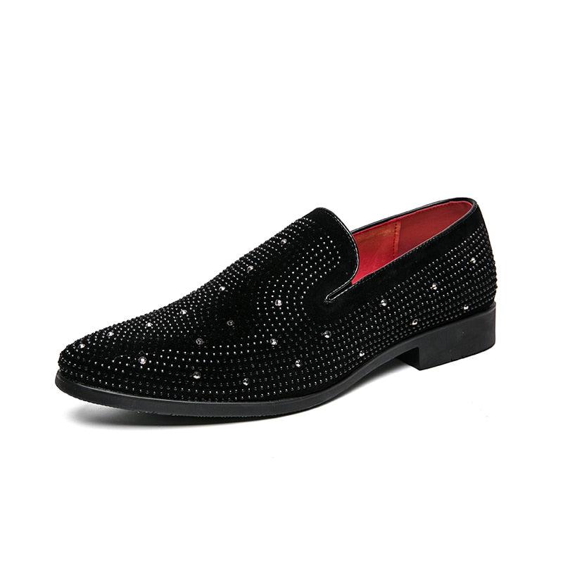 Men Dress Shoes Velvet Crystal Men's Loafers Office Business Footwear