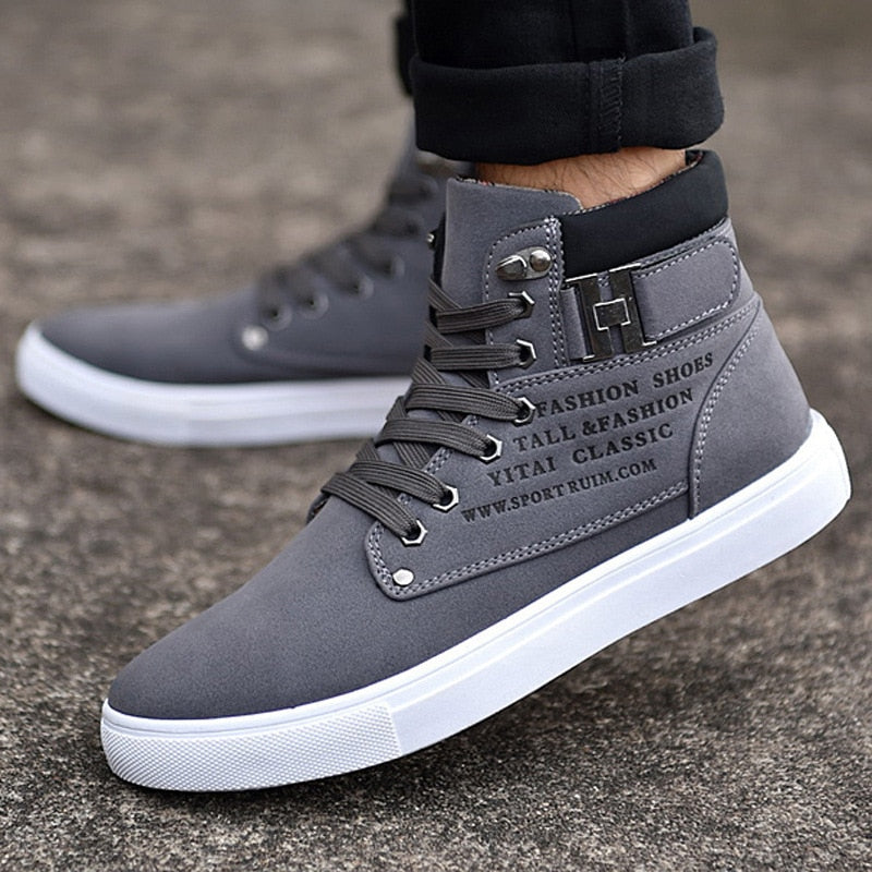 Men Winter Warm Matte Leather High Top Shoes Boots