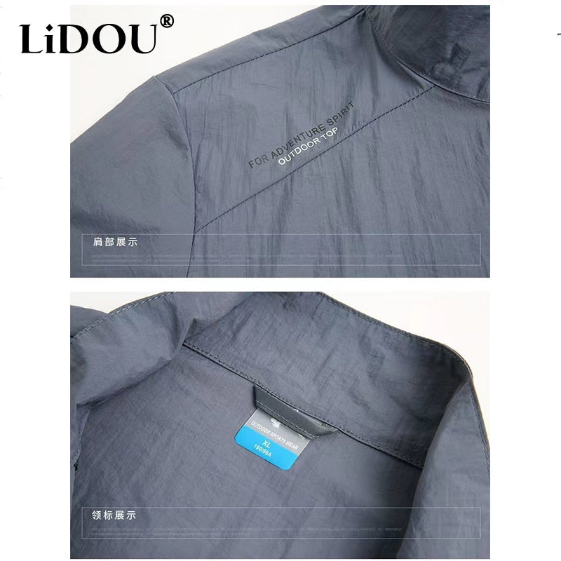 Quick Drying Breathable Jacket Loose Stand Collar Coats Pocket Sports Men