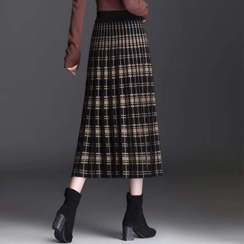 Ankle-length A-line Skirt Vintage Knitting Loose Retro Women Clothing