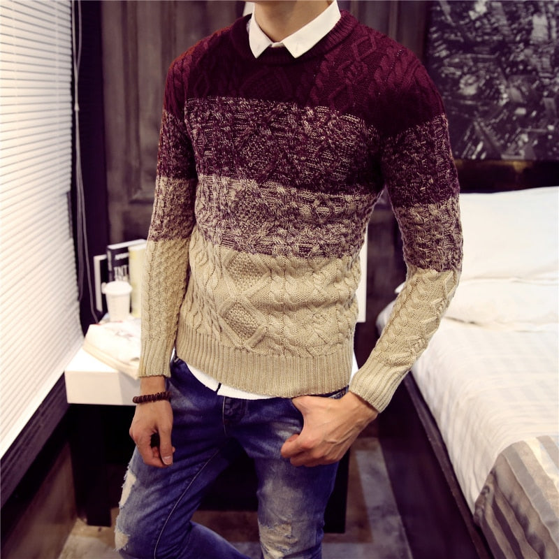 Thick Warm Breathable Men Sweater Long Sleeve O-Neck Wool Sweaters Knit Pullover