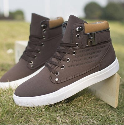 Men Winter Warm Matte Leather High Top Shoes Boots