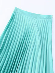 Satin Pleated Midi Skirt Asymmetrical Swing Skirts Beach