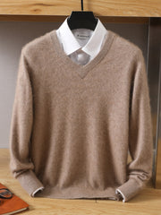 Men's Sweater V-Neck Pullovers Knit Sweater Tops Long Sleeve High-End Jumpers